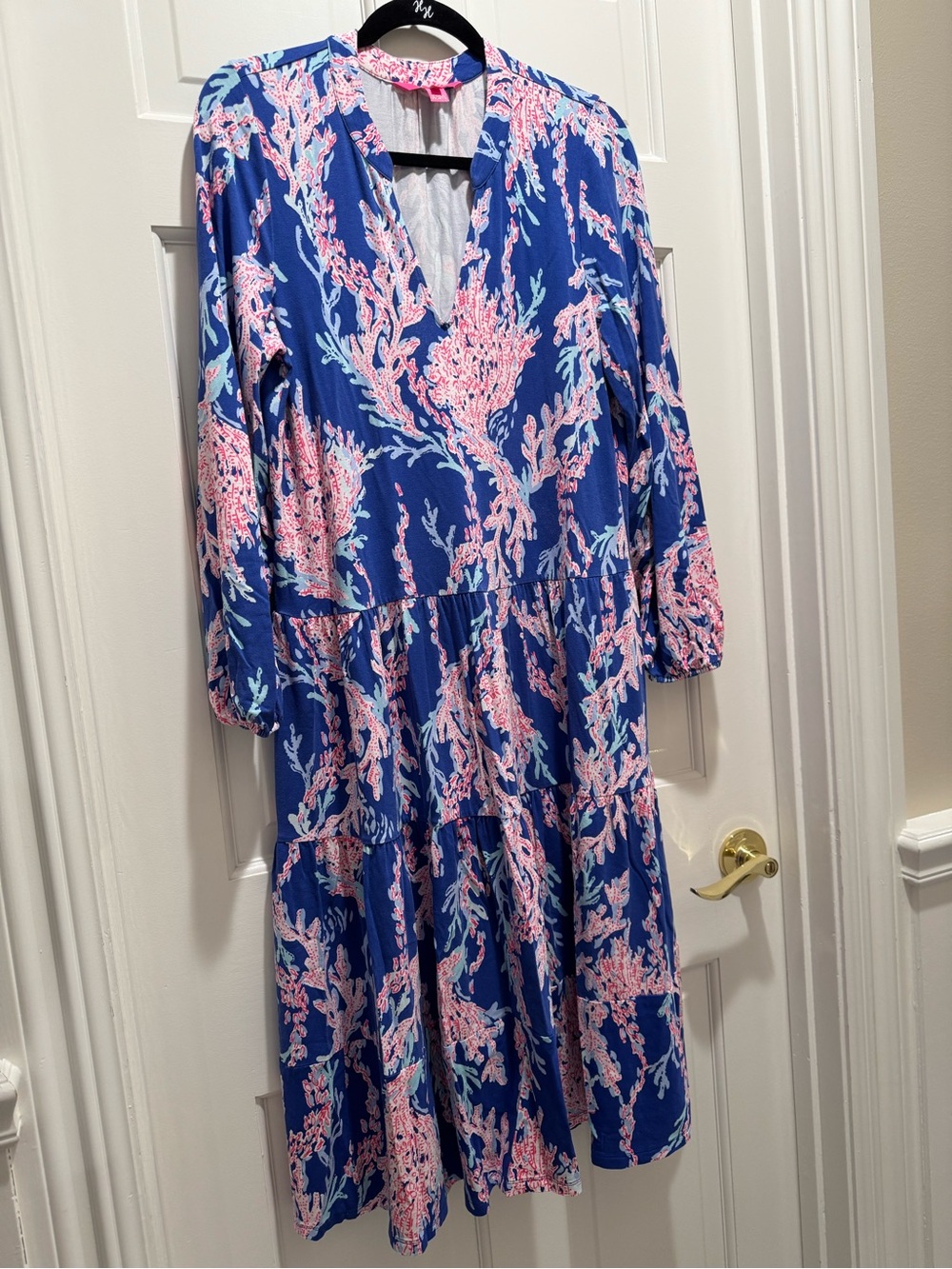 Lilly Pulitzer Blue Dress with Pink Coral Print